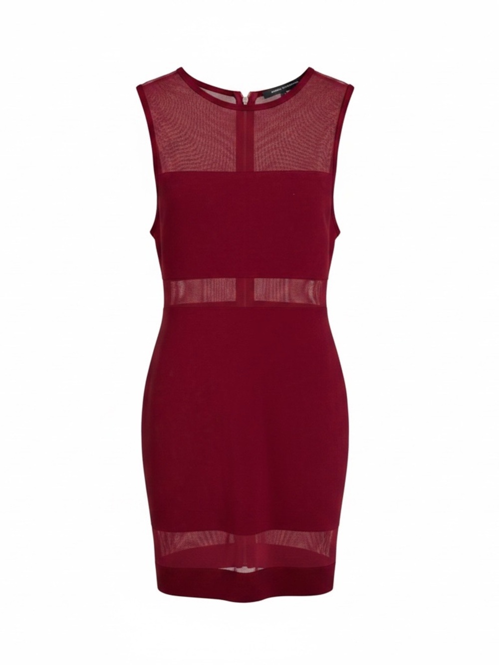 French Connection Rich Red Mesh Panel Mini Dress | Size 6 | Bodycon Date Night